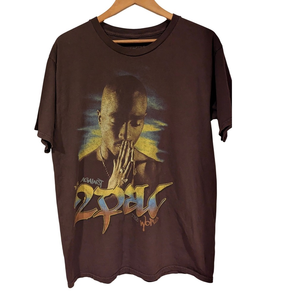 2Pac Me Against The World Graphic T-Shirt Large Brown Rap Tee Streetwear Hip Hop - Picture 1 of 5